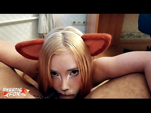 ❤️ Кіцуне ковтає член і кончить в рот Порно у нас